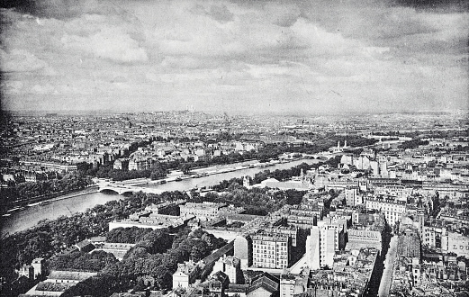 London, United Kingdom - October 31, 2017: London cityscape, aerial view with Waterloo Bridge, blue toned photo