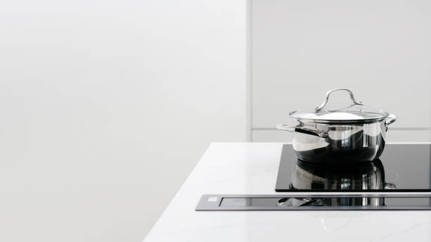 istock Fancy glass induction stove with metal pot 1323654836