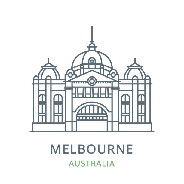 メルボルン市(オーストラリア) - melbourne skyline australia city点のイラスト素材／クリップアート素材／マンガ素材／アイコン素材