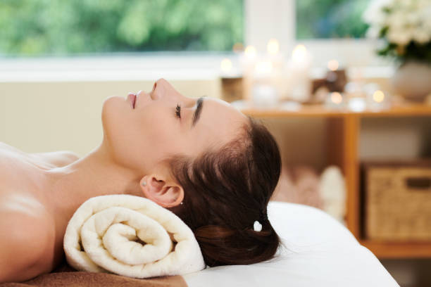 istock Woman resting in spa 1323657948