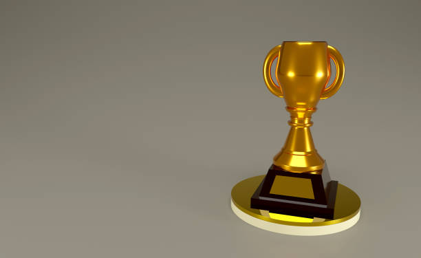 istock Golden trophy isolated on background 1323658180