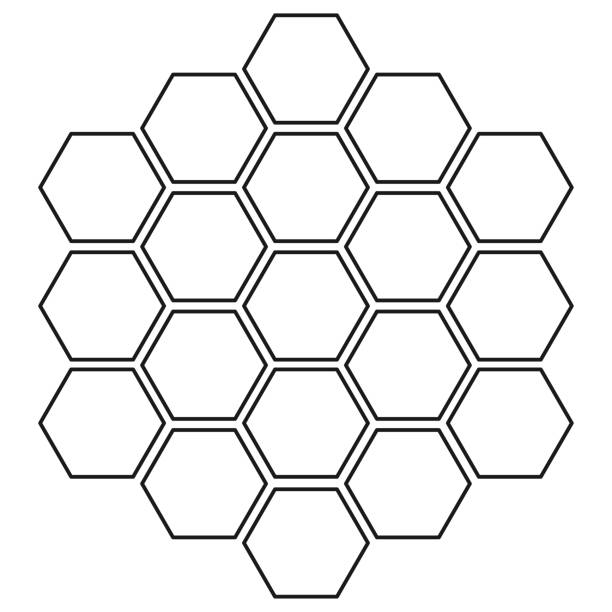 ilustraciones, imágenes clip art, dibujos animados e iconos de stock de fondo de cuadrícula de panal monocromo en blanco y negro - hexagon tile pattern black