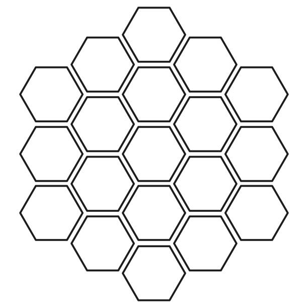 czarno-białe monochromatyczne tło siatki o strukturze plastra miodu - hexagon stock illustrations