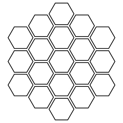 Black and white monochrome honeycomb grid background. Hexagon pattern. Vector illustration template for web site banner, poster, leaflet