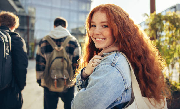 Girl going for lecture in college