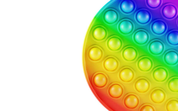 istock Pop it push. Simple dimple round sensory fidget toy. bubble pack antistress on white background. Colorful game to develop children fine motor skills, point fingers, stress relief soft, 3d illustration 1323664399