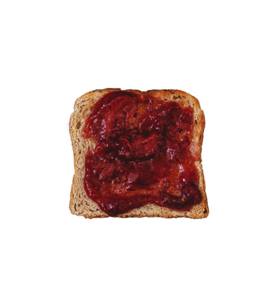 istock Strawberry jam / jelly toast, breakfast - Isolated, white background 1323665842