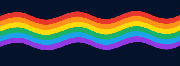 illustrazioni stock, clip art, cartoni animati e icone di tendenza di bandiera arcobaleno lgbt a forma di onda - pride month