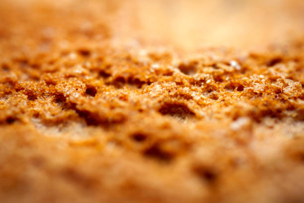 Extreme macro of gingerbread cookie. Selective focus, shallow depth of field.