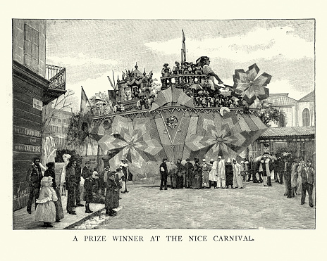 Vintage illustration, Prize winning parade float at the Nice, Carnival, France, 19th Century