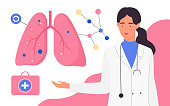 istock Respiratory system medical checkup, patient lungs anatomy, doctor warning of lungs health 1323670794