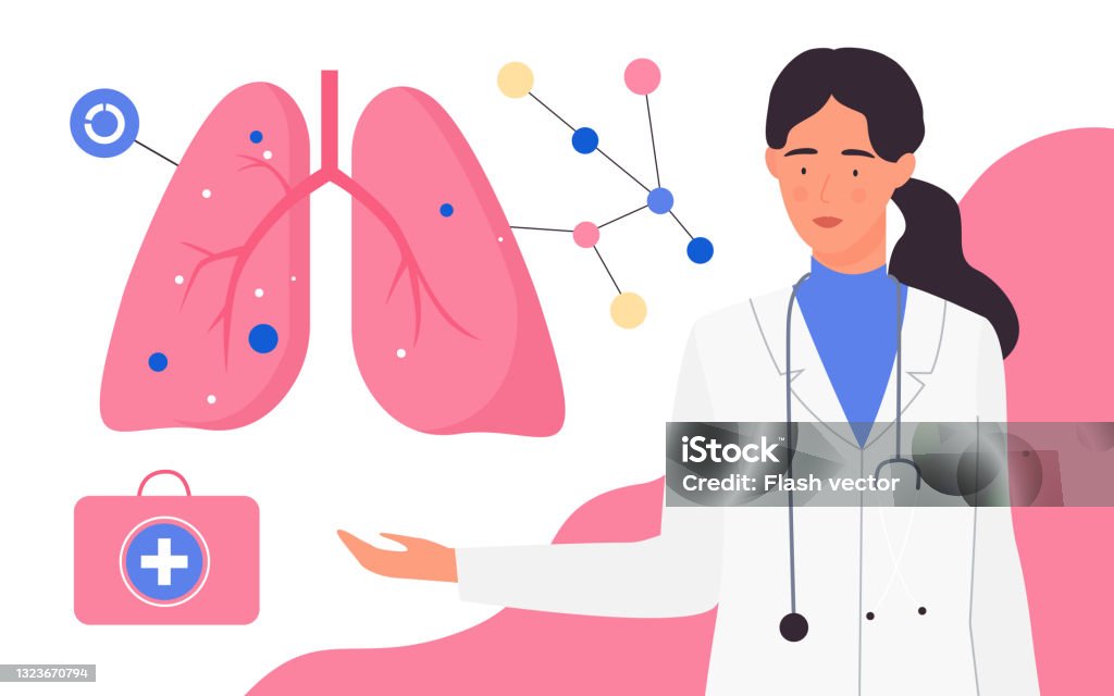 Respiratory System Medical Checkup Patient Lungs Anatomy Doctor Warning Of  Lungs Health Stock Illustration - Download Image Now - iStock