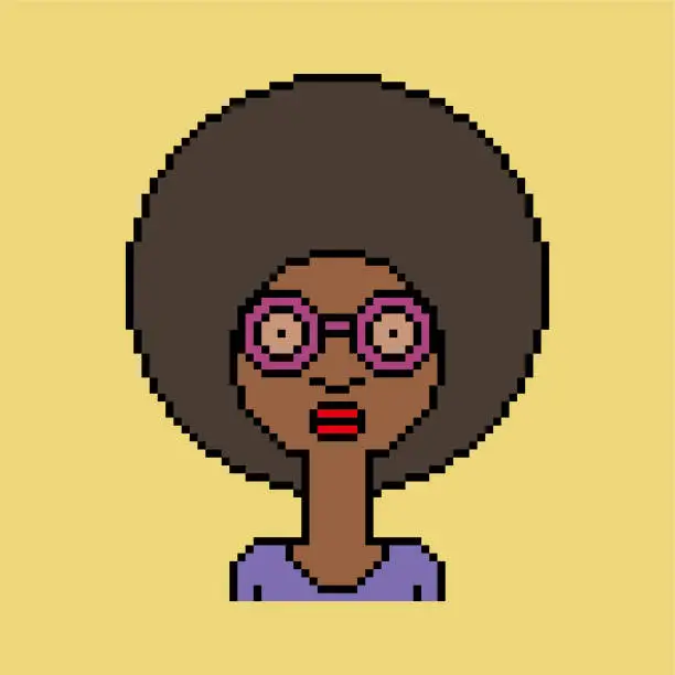 Vector illustration of Pixel African girl
