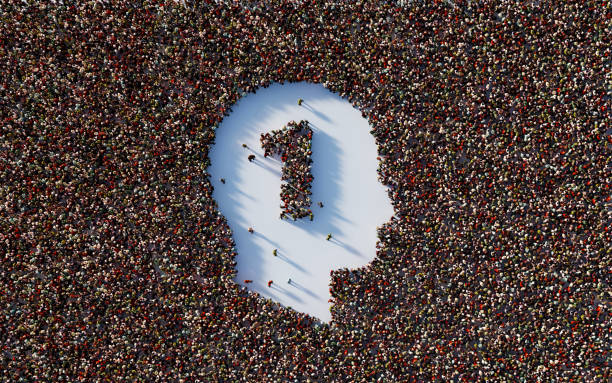 istock Human Crowd Forming Number One Inside Of A Human Head Shape 1323681839