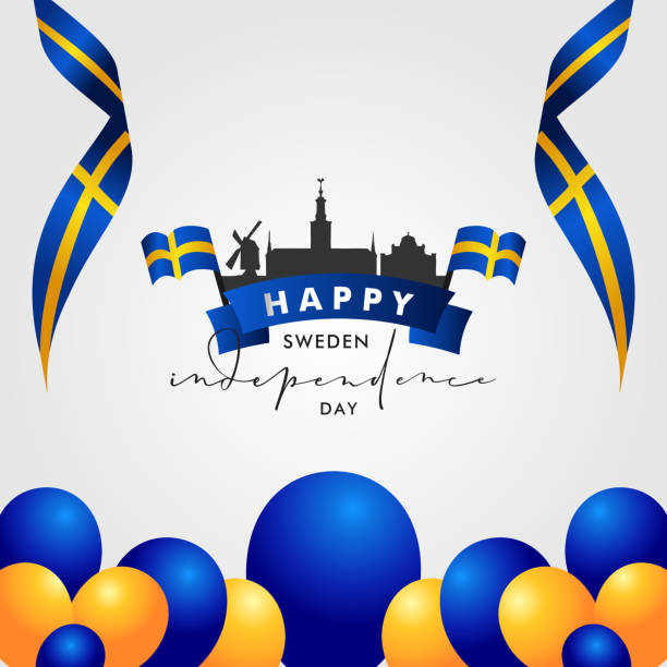 ilustraciones, imágenes clip art, dibujos animados e iconos de stock de diseño de fondo del día de la independencia de suecia - sweden flag day abstract