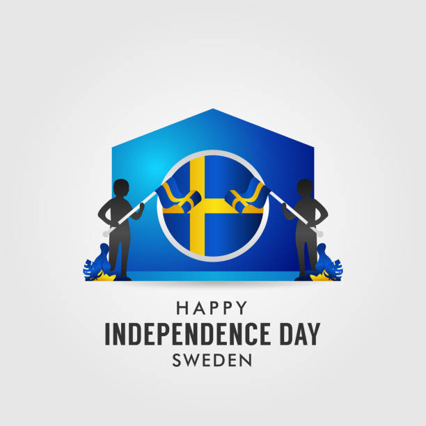 ilustraciones, imágenes clip art, dibujos animados e iconos de stock de diseño de fondo del día de la independencia de suecia - sweden flag day abstract