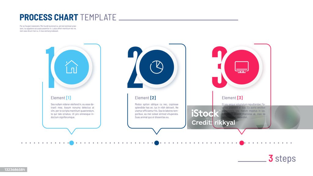 Vector Infographic Numbered Process Chart Template Three Steps Stock ...