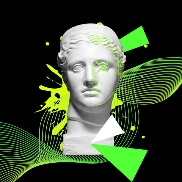 istock Contemporary art collage with antique statue head in a surreal style. 1323689250
