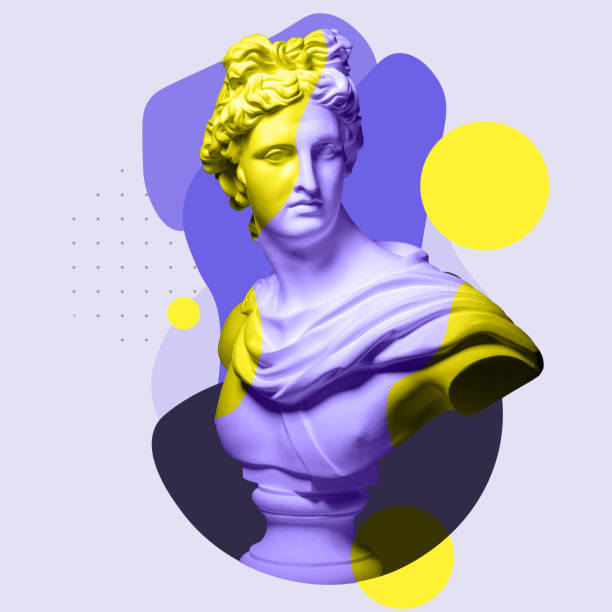 istock Modern conceptual art collage with ancient statue. Contemporary art. 1323689254