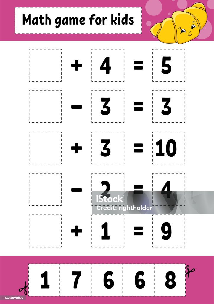 Kids Math Q Math Game For Kids Education Developing Worksheet Activity Page With ...