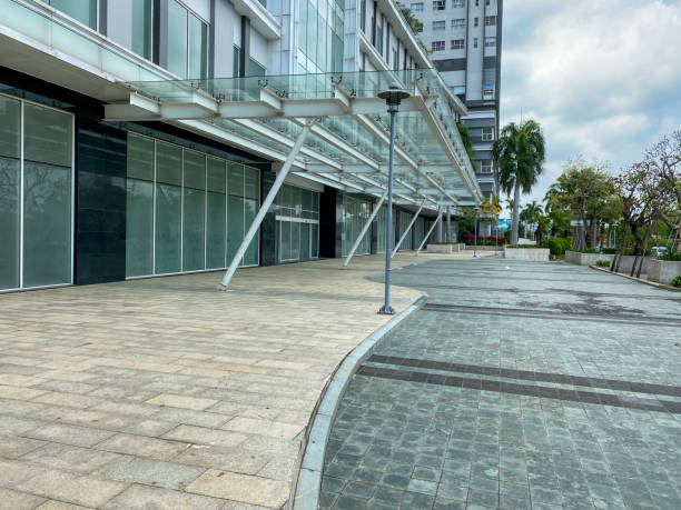 istock No people at public area in residence complex 1323693458