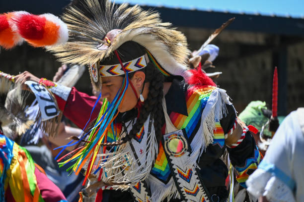 Wacipi at Lower Sioux Indian Community Lower Sioux Indian Community, near Morton, Minnesota. People gather for the traditional time of singing, dancing, drumming, and community. indigenous north american culture stock pictures, royalty-free photos & images