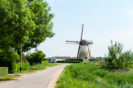 Dutch windmill called Aeolus in the small town of Dreischor in the Dutch province of Zeeland. The Aeolus, named after the Greek god of the wind,  is a traditional mill to grind corn and was build in 1739.