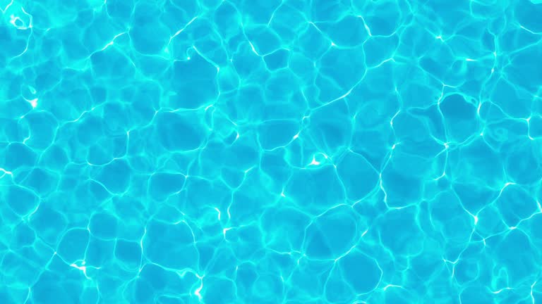 Swimming Pool From Above - Reflecting Water Surface On A Sunny Day, Loopable - Summer, Slow Motion, Caustics