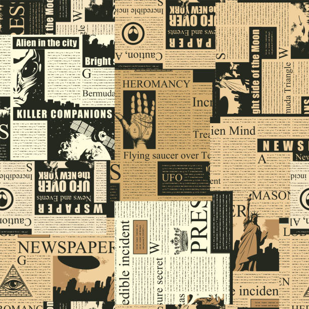 abstrakcyjny, bezszwowy wzór na temat gazety - newspaper the media article backgrounds stock illustrations