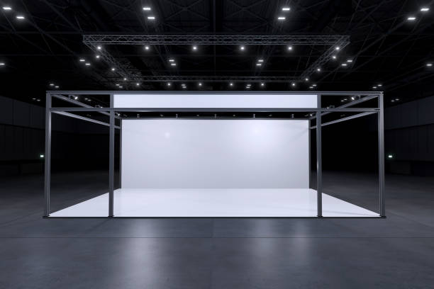 istock Exhibition standing for mockup and Corporate identity,display.Empty booth Design.Retail booth design elements in Exhibition hall.Booth system of Graphic Resources.3d render. 1323710981
