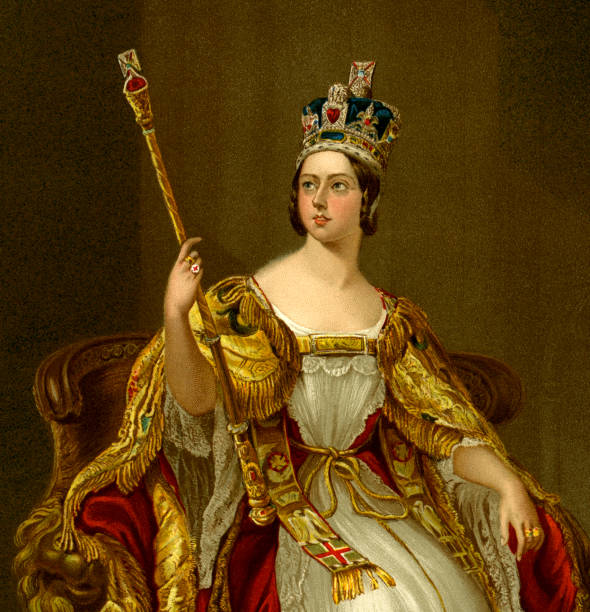 queen victoria in her coronation in 1837 -xxxl mit vielen details- - königliche persönlichkeit stock-grafiken, -clipart, -cartoons und -symbole