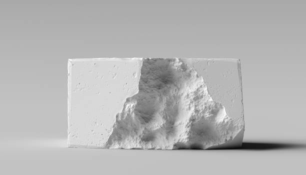 biały betonowy blok izolowany, abstrakcyjna minimalna scena tekstury kamienia do wyświetlania produktu, umieszczenie obiektu tło renderowania 3d - broken stones zdjęcia i obrazy z banku zdjęć