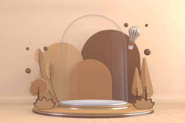 istock Modern Cylinder podiums brown and decoration cartoon style.3D rendering 1323720585