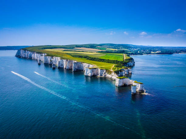 old harry rocks, studland, dorset - swanage imagens e fotografias de stock