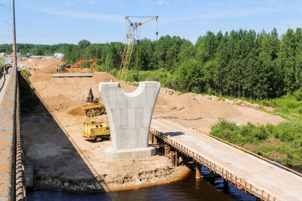 istock New bridge support on the bank. 1323727327
