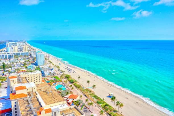 Hollywood Florida Beach Hollywood Florida Beach aerial view hollywood florida stock pictures, royalty-free photos & images