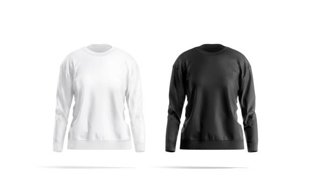 istock Blank black and white women sweatshirt mockup, front view 1323731745