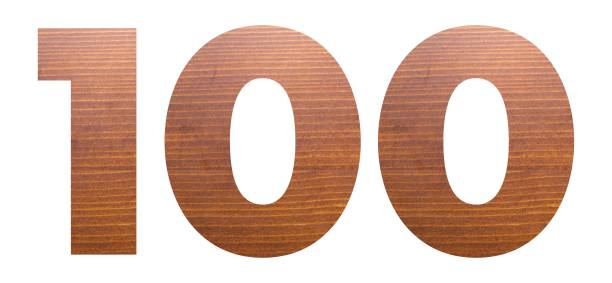 istock Number 100 with wooden texture on white background. 1323738256