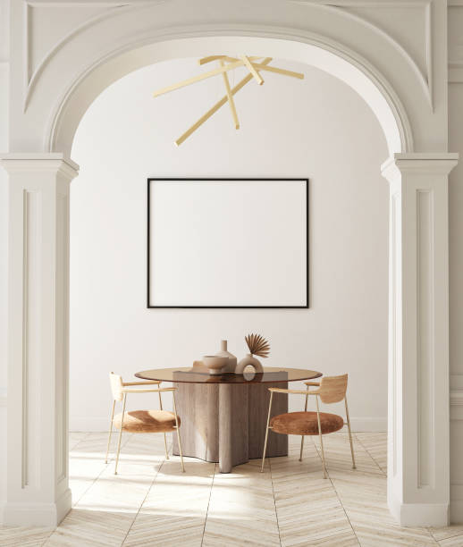 istock mock up poster frame in modern interior background, minimalistic style, 3D render 1323739781