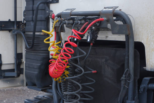 istock Truck assembly between the driver's cab and the trailer. 1323740171