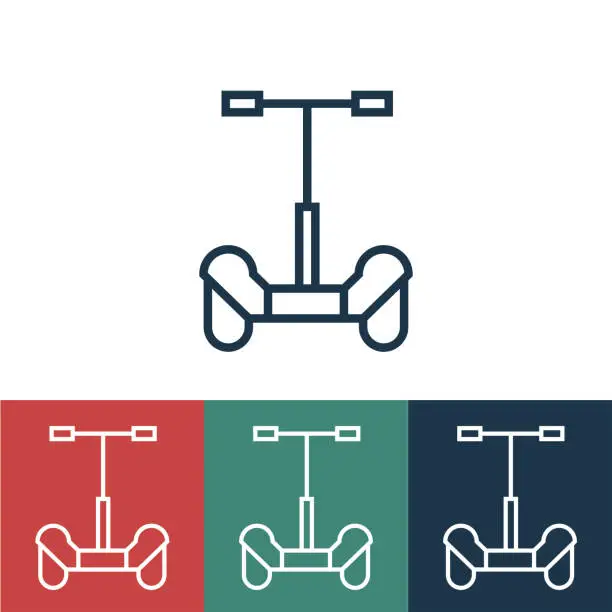 Vector illustration of Linear vector icon with segway