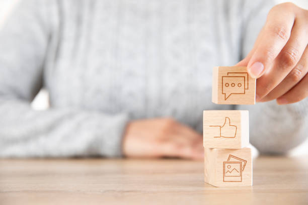 istock Social Media Concept with Wooden Cubes 1323742547