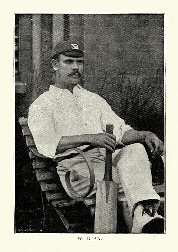 Vintage photograph, George Bean, Victorian cricketer, 19th Century. A cricketer who played first-class cricket for Sussex County Cricket Club between 1886 and 1898. He also played three Test matches for England in 1891–92