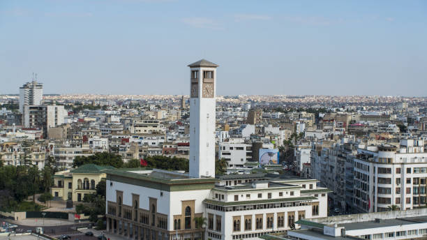 istock Place Mohammed V and city skyline, dusk 1323748369