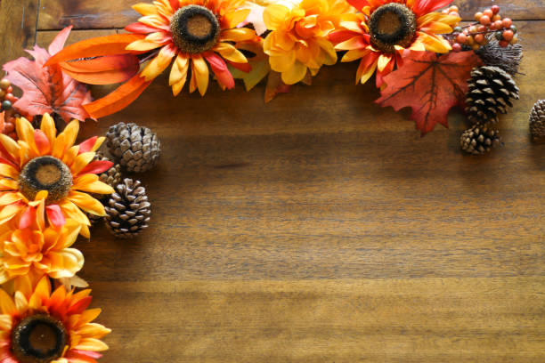 istock Autumn Foliage Background on Wood 1323756506