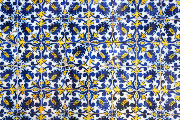 traditional portuguese ceramic tiles azulejo in funchal, madeira, portugal. - funchal imagens e fotografias de stock
