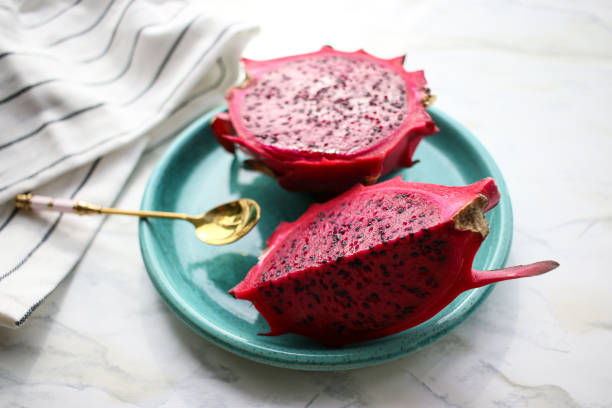 Tropical fruits breakfast Colorful pitaya pitaya stock pictures, royalty-free photos & images