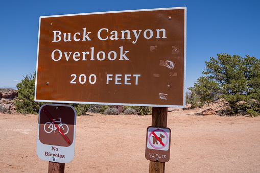 Buck Canyon overlook at Canyonlands National Park in Utah - sign