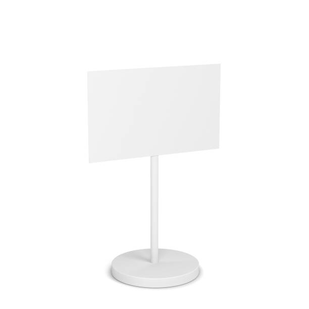 istock Blank sign on a metal pole stand mockup 1323774131