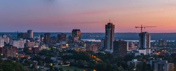 Sunrise over Hamilton, Ontario stock photo